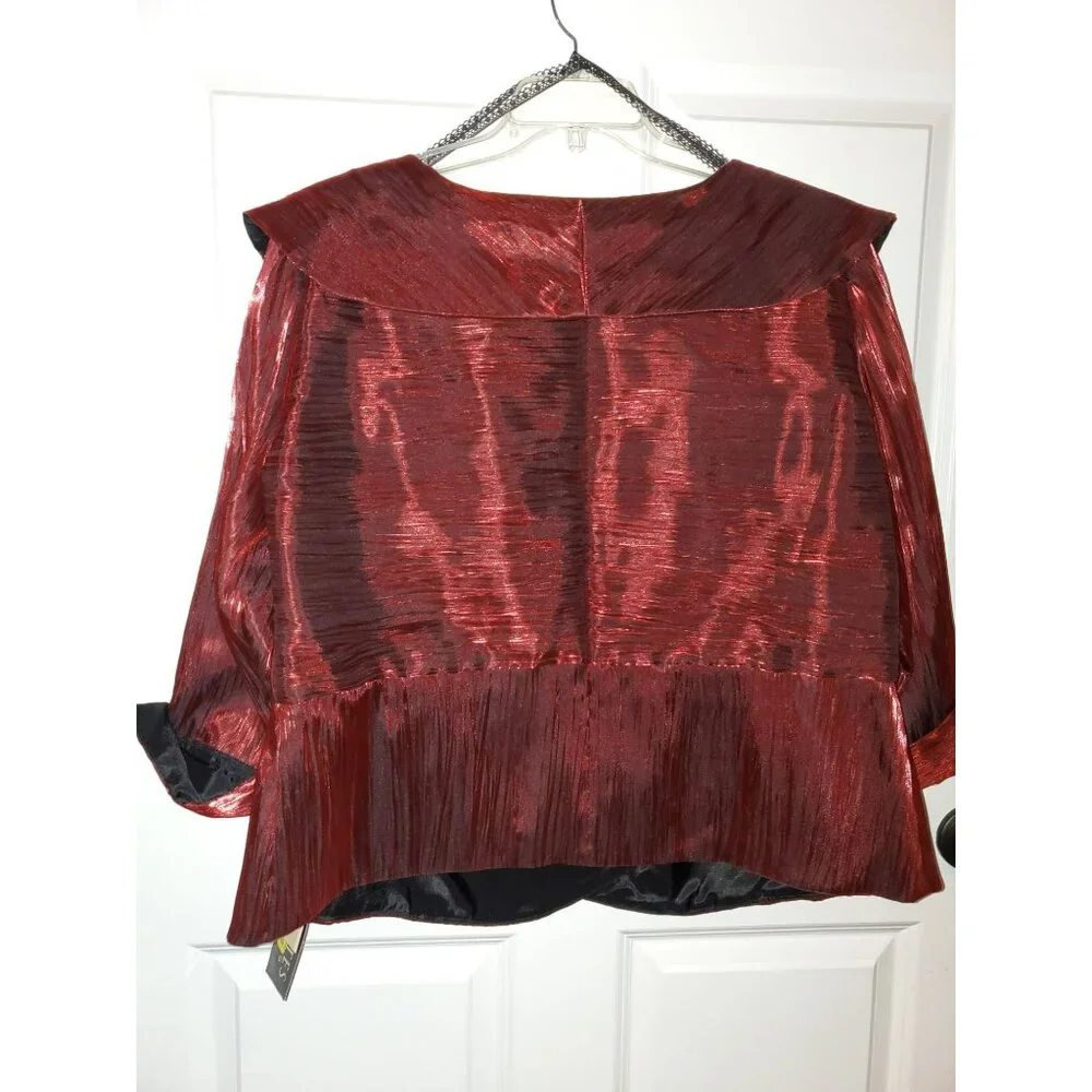 J.R Nites Women 20W Plus Size top Red New with Tags Zipper closure - Picture 2 of 10